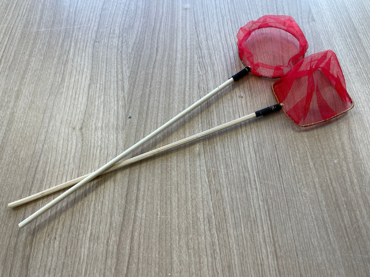 Minikescher Set rund und eckig (Beispiel: rot) zum Garnelenfangen