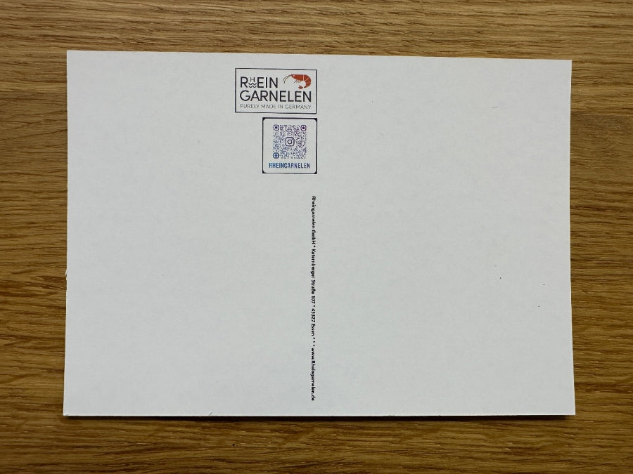 Postkarte von Rheingarnelen zum Sammeln Rückseite